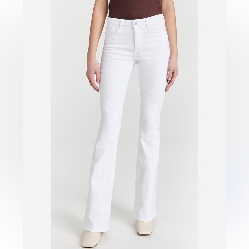 PAIGE Lou Lou High Rise Flare Jeans White Stretch Denim Size 30